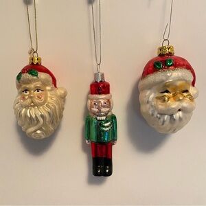 BK Collectibles Santa/ MSE Nutcracker/ Santa Glass Christmas Tree Ornaments